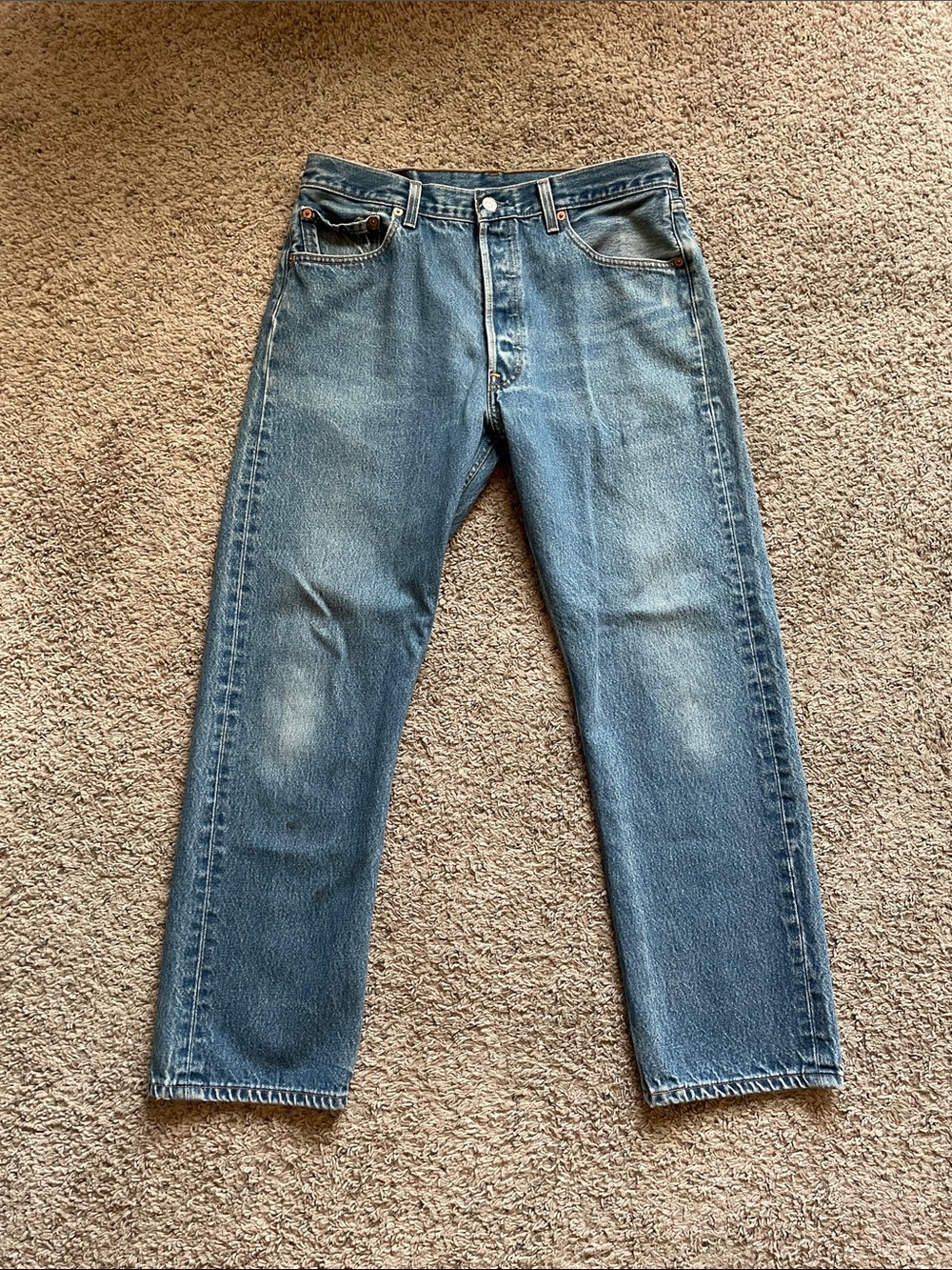 Vintage Levis 501xx Mens Jeans 35x32 Blue Straight Leg Button Fly Nice Fade